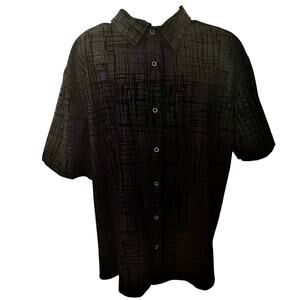 Benjamin Black Mens Black Velvet Plaid Overlay Button Front Shirt Short Slv 4X